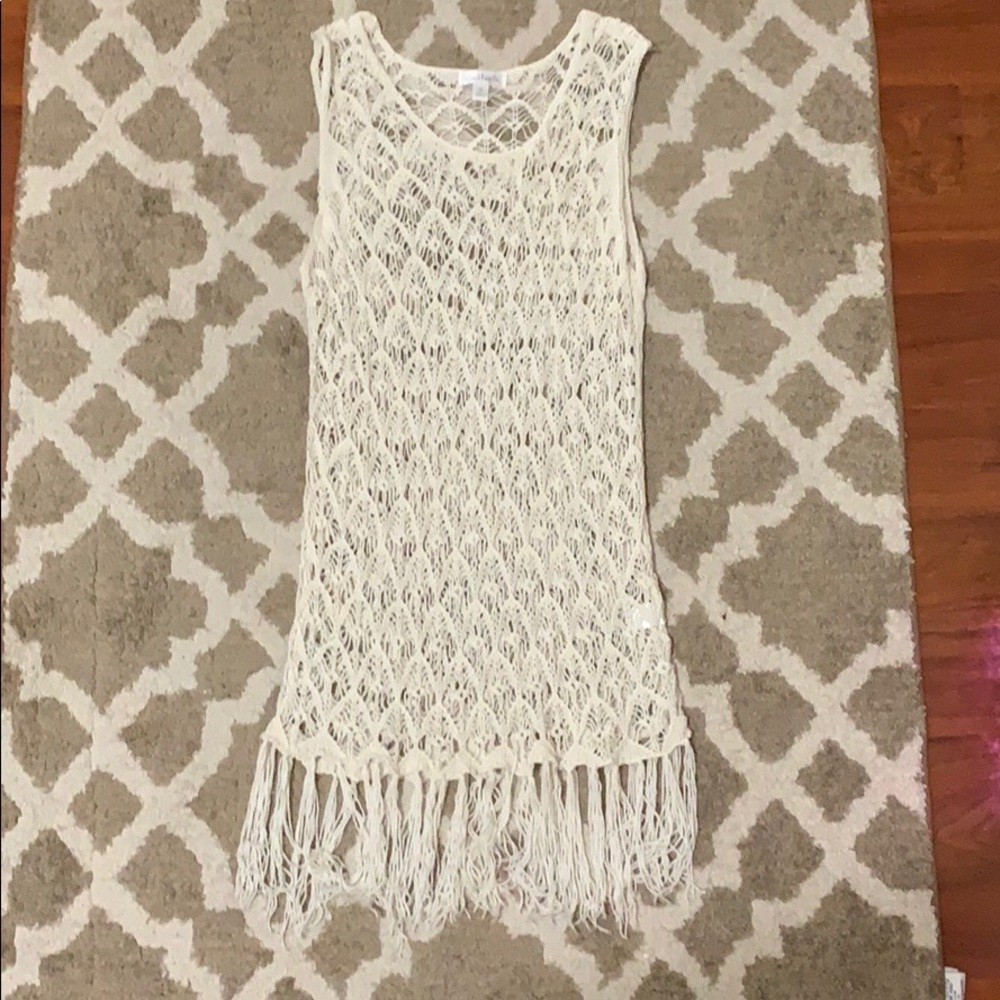 CREAM FRINGED TANK TOP